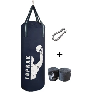 Toprak Sport Bandaj Hediye 50 cm Boks Torbası Lacivert Karabina Hediyeli 7-9 Yaş Çocuk Için