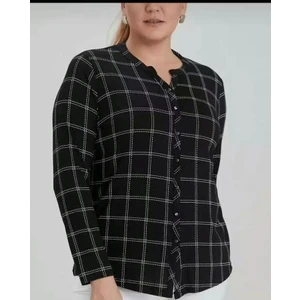 Büyük Beden Hakim Yaka Önü Düğmeli Penye Gömlek