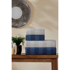 Striscai Havlu Seti Best Set Hamam Takımı Gri-Lacivert
