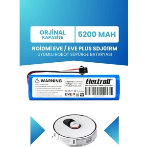 Roidmi Eve / Eve Plus Sdj01rm Uyumlu Batarya (ORJİNAL KAPASİTE) 5200mah Pil Robot Süpürge Bataryası
