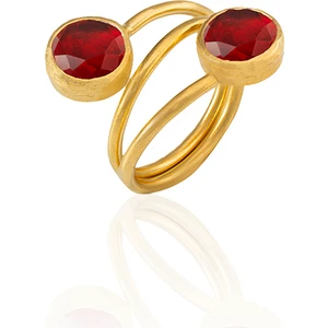 Kadir Jewellery 22 Ayar Altın Kaplama Zirkon Taşlı Ayarlanabilir Renkli Taşlı Yüzük