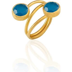 Kadir Jewellery 22 Ayar Altın Kaplama Zirkon Taşlı Ayarlanabilir Renkli Taşlı Yüzük