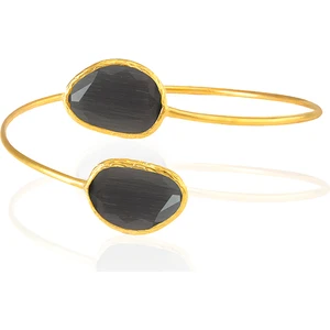 Kadir Jewellery 22 Ayar Altın Kaplama Zirkon Taşlı Ayarlanabilir Trend Bilezik