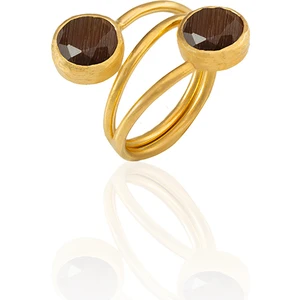 Kadir Jewellery 22 Ayar Altın Kaplama Zirkon Taşlı Ayarlanabilir Renkli Taşlı Yüzük