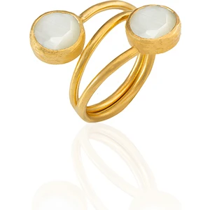 Kadir Jewellery 22 Ayar Altın Kaplama Zirkon Taşlı Ayarlanabilir Renkli Taşlı Yüzük