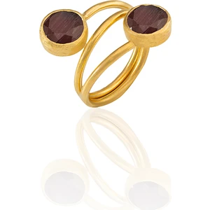 Kadir Jewellery 22 Ayar Altın Kaplama Zirkon Taşlı Ayarlanabilir Renkli Taşlı Yüzük