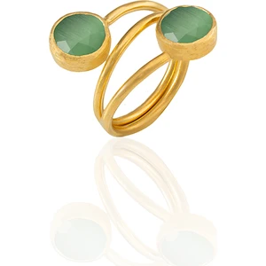 Kadir Jewellery 22 Ayar Altın Kaplama Zirkon Taşlı Ayarlanabilir Renkli Taşlı Yüzük
