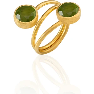 Kadir Jewellery 22 Ayar Altın Kaplama Zirkon Taşlı Ayarlanabilir Renkli Taşlı Yüzük