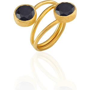 Kadir Jewellery 22 Ayar Altın Kaplama Zirkon Taşlı Ayarlanabilir Renkli Taşlı Yüzük