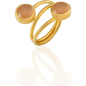 Kadir Jewellery 22 Ayar Altın Kaplama Zirkon Taşlı Ayarlanabilir Renkli Taşlı Yüzük