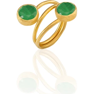 Kadir Jewellery 22 Ayar Altın Kaplama Zirkon Taşlı Ayarlanabilir Renkli Taşlı Yüzük