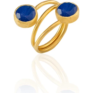 Kadir Jewellery 22 Ayar Altın Kaplama Zirkon Taşlı Ayarlanabilir Renkli Taşlı Yüzük