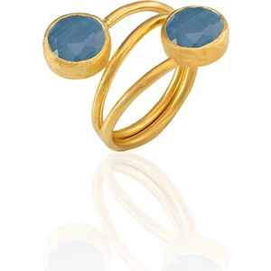 Kadir Jewellery 22 Ayar Altın Kaplama Zirkon Taşlı Ayarlanabilir Renkli Taşlı Yüzük