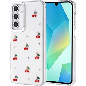 Galaxy A16 Kılıf Airbag Tasarımlı Simli Şeffaf Zore Kutup Kapak - Kiraz