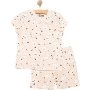 Hellobaby Kısa Kol Tavşan Desenli Bisiklet Yaka  Pijama Takımı Kız Bebek