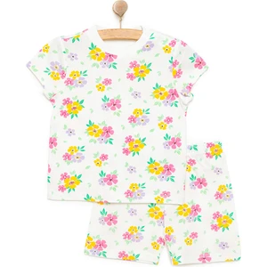 Hellobaby Kısa Kol Çiçek Desenli Bisiklet Yaka Pijama Takımı Kız Bebek