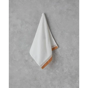 Petite Checked Pamuklu Kroşeli Yüz Havlusu 50X80 cm Ekru-Sarı