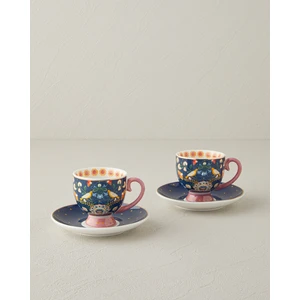 English Home Wingy New Bone China 4 Parça 2 Kişilik Kahve Fincan Takımı 100 ml Lacivert