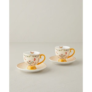 English Home Dipsy New Bone China 4 Parça 2 Kişilik Kahve Fincan Takımı 100 ml Hardal
