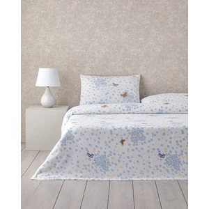 Butterfly Art Baskılı Çift Kişilik Pike Takımı 200 x 220  cm  Mavi