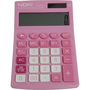 H-MC010 Pembe Hesap Makinesi - 12 Haneli Pilli ve Güneş Enerjili