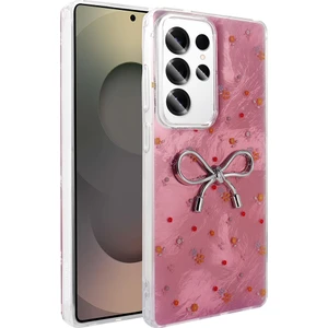 Galaxy S24 Ultra Kılıf Kamera Korumalı Figürlü Zore Ponti Silikon Kapak - Açık Pembe