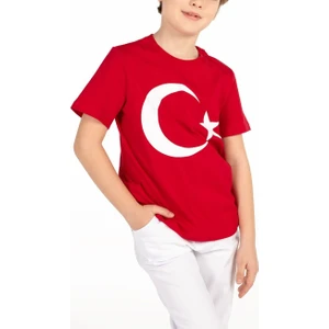 Çocuklar Için Unisex Ay Yıldızlı (Türk Bayraklı) Tişört 23 Nisan Için