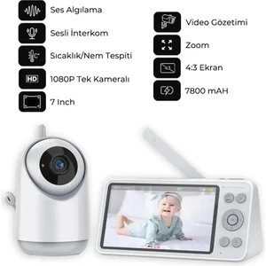 Yeni Gece Görüşlü Bonoch 7'' 1080P Hd Şarjlı 7800MAH Bebek Izleme Monitör ve Kamerası