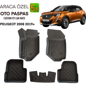 NewDeco Peugeot 2008 2019 ve Sonrası   Için 5,5d Carbon Style Havuzlu Paspas - Tpe Malzeme+Klips