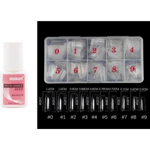 Anıl Gel Polish 500 Lü Tips Yarımay Şeffaf +Mxbon Fırçalı Protez Tırnak Tips Yapıştırıcı 7 Gram 2'li Set