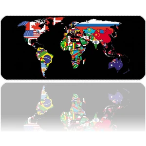 Mouse Pad 70X30 cm World Map Flags Ilyuka MP537030 Gaming Oyuncu Dikişli Kenar Pürüzsüz Yüzey Kaymaz Kauçuk Taban