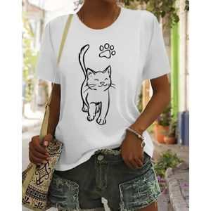 Panda Baskı Tekstil Smile Cat Baskılı Oversize Tshirt