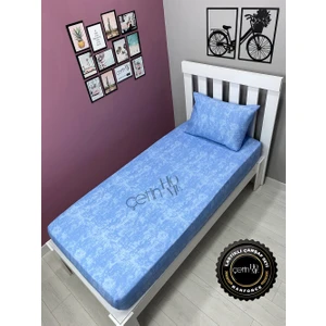 Çetin Home Kumaş Lastikli Çarşaf Seti Tek Kişilik 3 Ebat Gölge Mavi 90x190