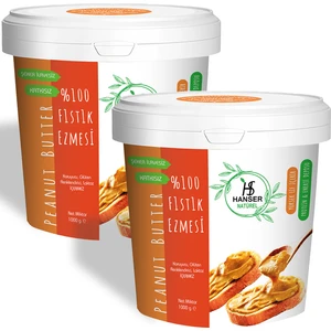 Natürel  %100 Fıstık Ezmesi 2 Kg Şekersiz, Katkısız, Taze çekim  (2 X 1000 Gr)