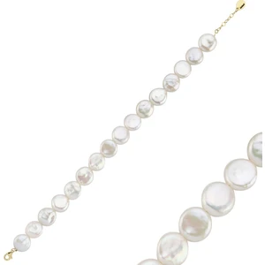 14 Ayar Altın 12 mm Para Inci Bileklik