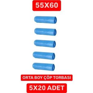 Gold Ambalaj Orta Boy Çöp Poşeti 5'li (5x20 100 Adet) Orta Boy Çöp Torbası Yırtılmaz