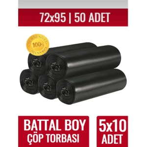Gold Ambalaj Battal Boy Çöp Torbası 5'li (5x10 50 Adet) Battal Boy Çöp Torbası Yırtılmaz Taşınma Poşeti Eşya Poşeti