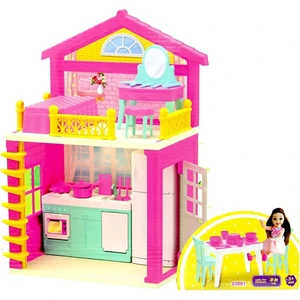 Lola'nın 2 Katlı Evi Eğlenceli Barbie Evi Oyuncak Evcilik Seti Muhteşem Rüya Oyun Evi Bebek Hediyeli