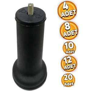 Adem Koç Dekoratif Mobilya Baza Ayağı M8 İnce Diş 15 cm Texture Siyah 4 Adet..