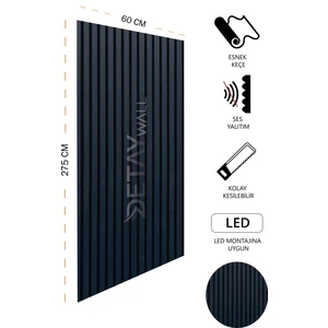 Mdf Ahşap Akustik Duvar Paneli - 60 x 275 cm - İzlanda Mavi