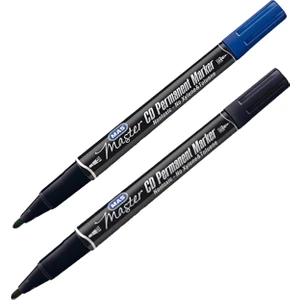 Mas Master CD Permanent Marker Çift Uç Siyah ve Mavi 2li Set 6414