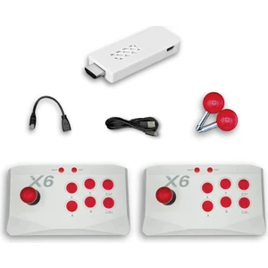 X6 4khd Kablosuz Çift Arcade Joystickli Retro Oyun Konsolu 21150 Atari Makinası Oyunlu 64GB