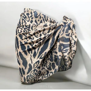 Kısa Zebra ve Leopar Desenli Şifon Pareo