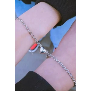 2'li Mıknatıslı Kalp Sevgili Çift Bilekliği Kalpli Bileklik