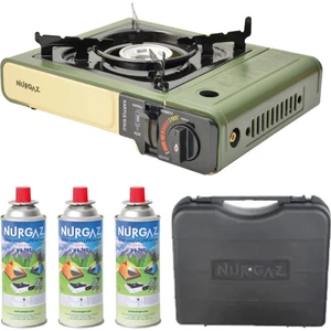 Tekli Portatif Ocak Tüp Haki+3 Adet 220 gr Kartuş Set