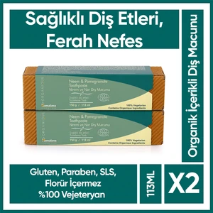 Organik Diş Macunu, Neem ve Nar Özlü, Florürsüz, Glutensiz, Sls ve Parabensiz, 150 gr/113 ml x 2 Adet