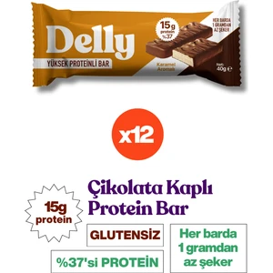 Karamel Aromalı, Çikolata Kaplı, Yüksek Protein Bar 40G