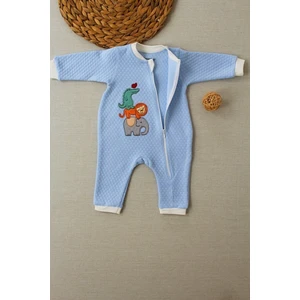 Bal Peteği Erkek Bebek Tulumu Mavi