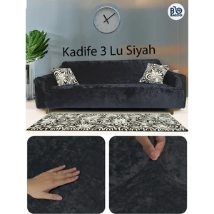 Baqdo Kadife 3 Kişilik Koltuk Örtüsü Streç Lastikli Esnek, Çekyat, Kanepe Kılıfı, Koltuk Örtüsü 1 Adet Siyah