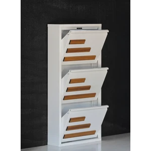 3 Raflı Mdf Dekorlu Metal Ayakkabılık